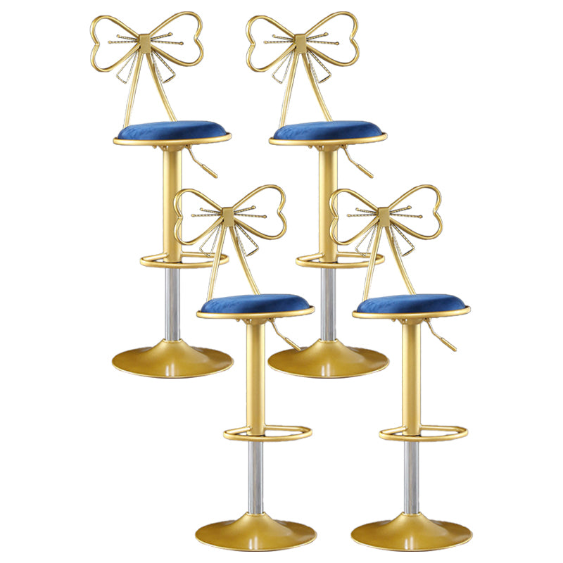 Glam Matte Finish Velvet Counter Stool Adjustable Height Footrest Barstool