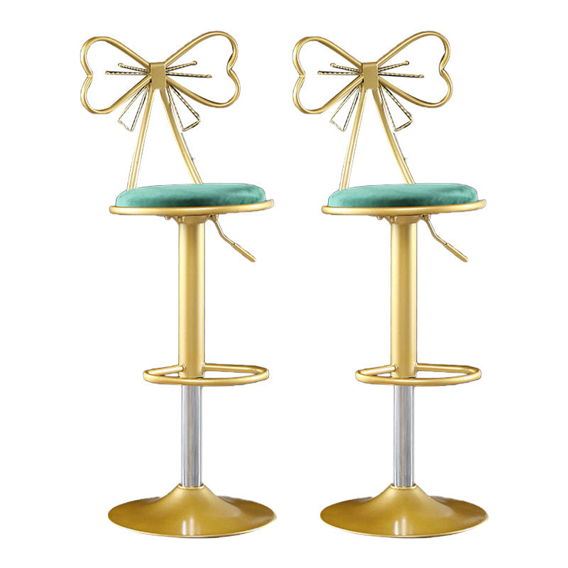 Glam Matte Finish Velvet Counter Stool Adjustable Height Footrest Barstool
