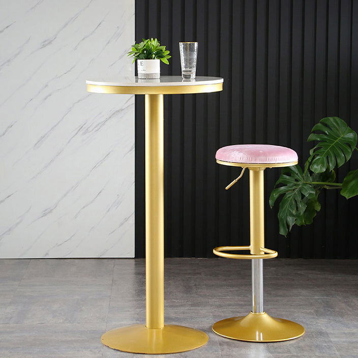 Glam Matte Finish Velvet Counter Stool Adjustable Height Footrest Barstool