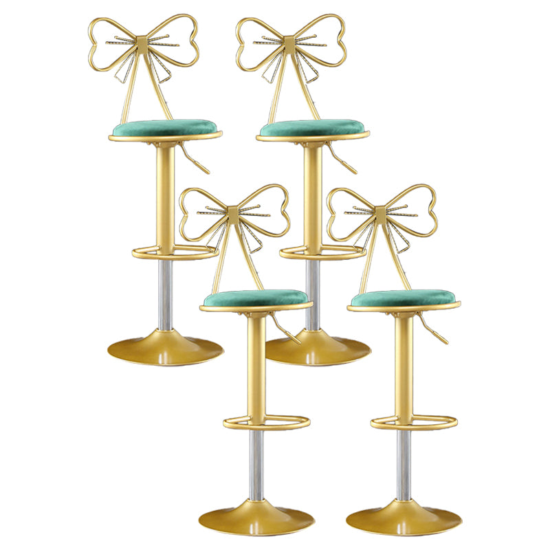 Glam Matte Finish Velvet Counter Stool Adjustable Height Footrest Barstool