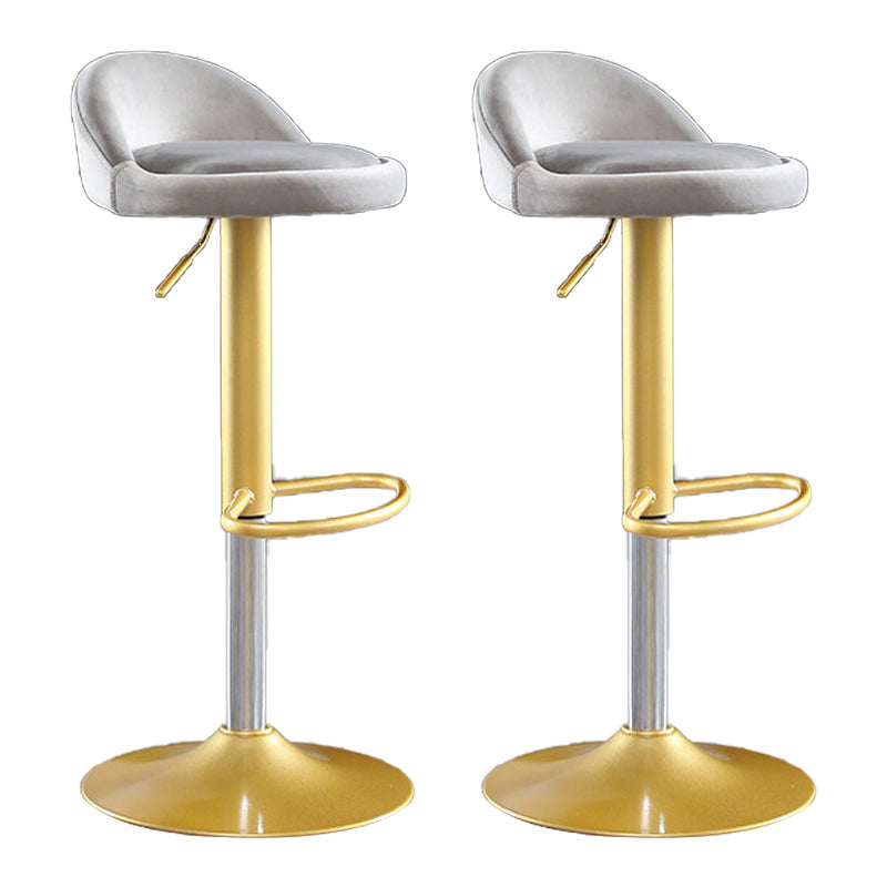 Glam Matte Finish Velvet Counter Stool Adjustable Height Footrest Barstool