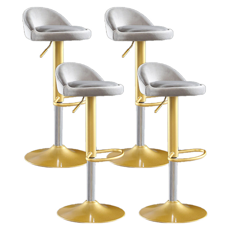 Glam Matte Finish Velvet Counter Stool Adjustable Height Footrest Barstool