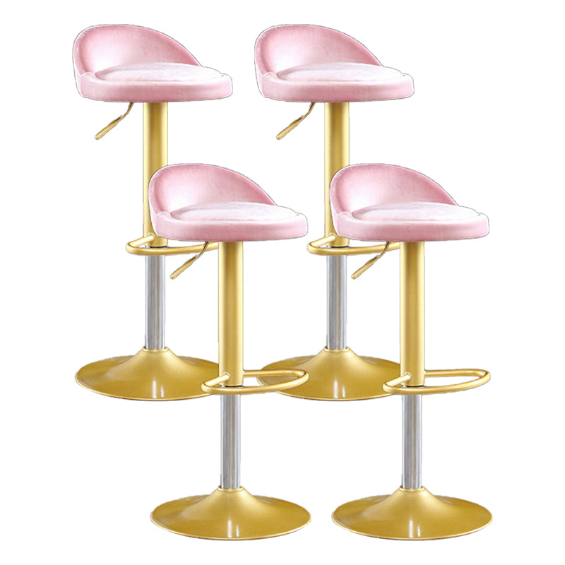 Glam Matte Finish Velvet Counter Stool Adjustable Height Footrest Barstool