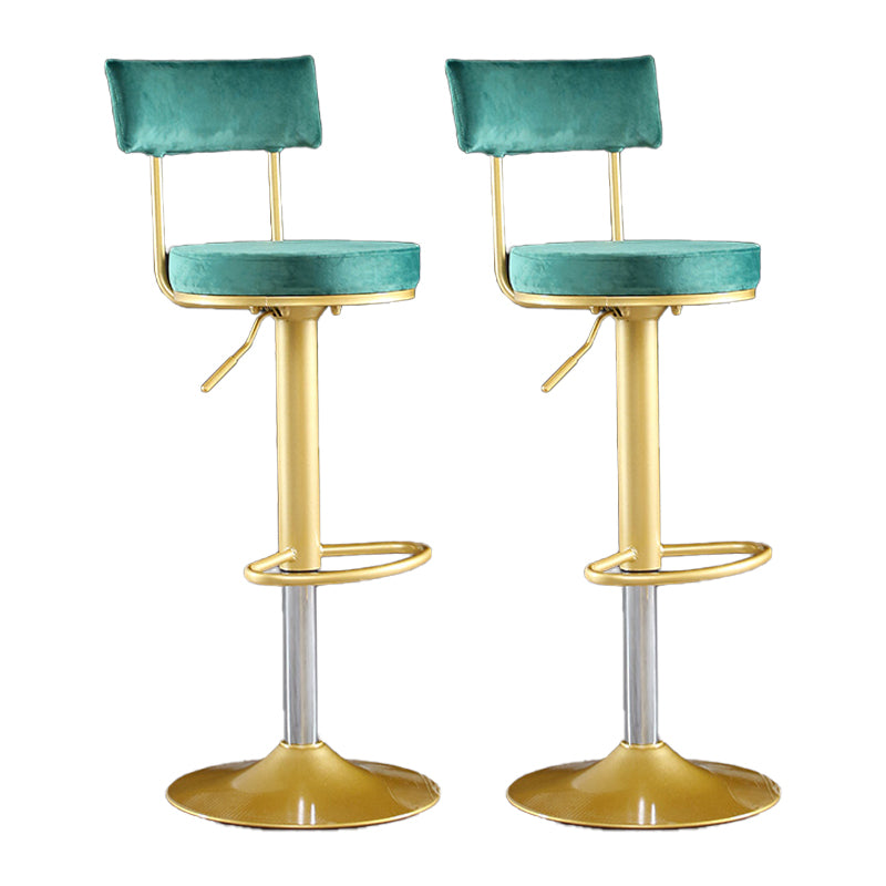 Glam Matte Finish Velvet Counter Stool Adjustable Height Footrest Barstool