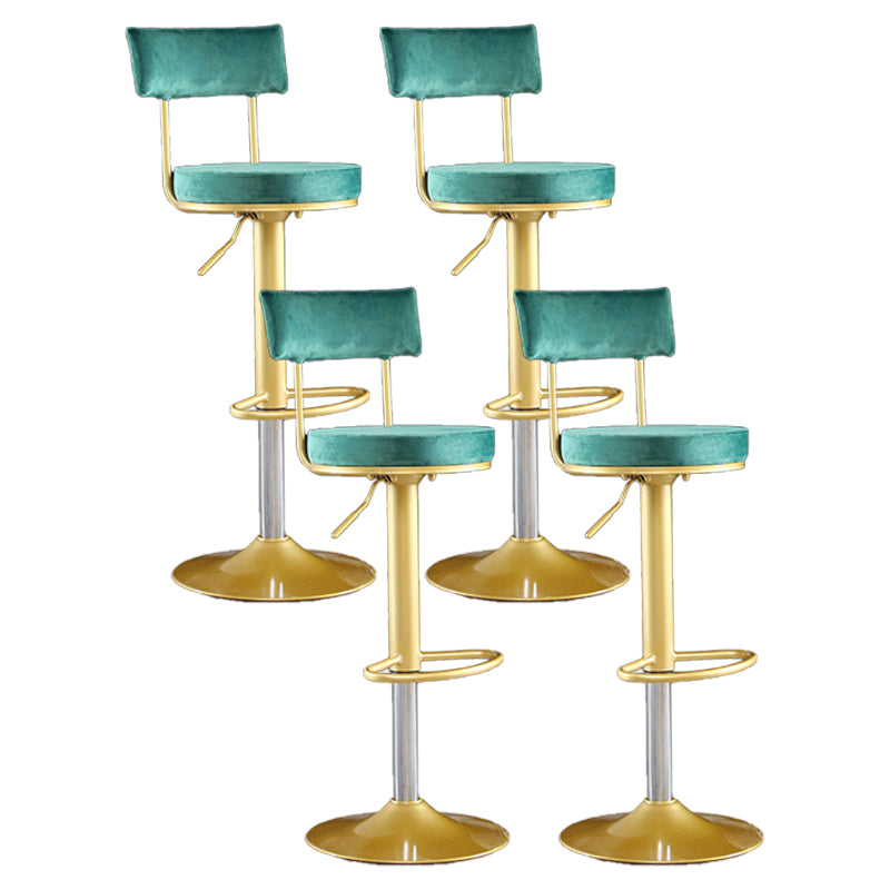 Glam Matte Finish Velvet Counter Stool Adjustable Height Footrest Barstool