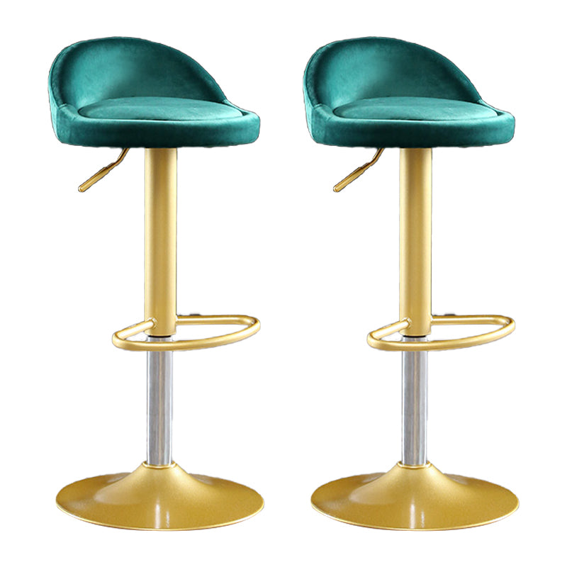 Glam Matte Finish Velvet Counter Stool Adjustable Height Footrest Barstool