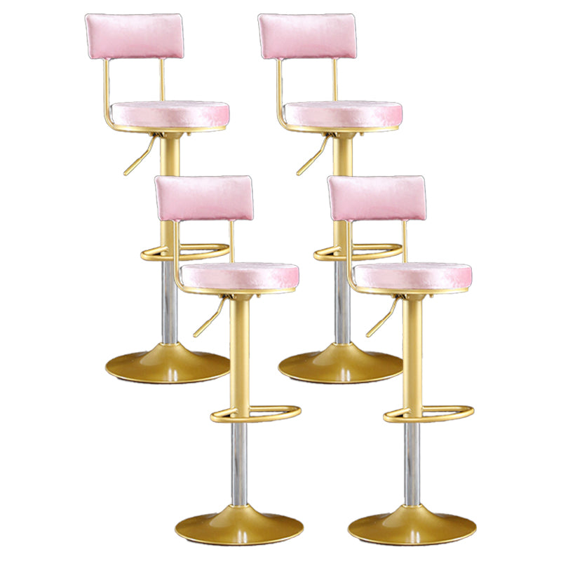 Glam Matte Finish Velvet Counter Stool Adjustable Height Footrest Barstool