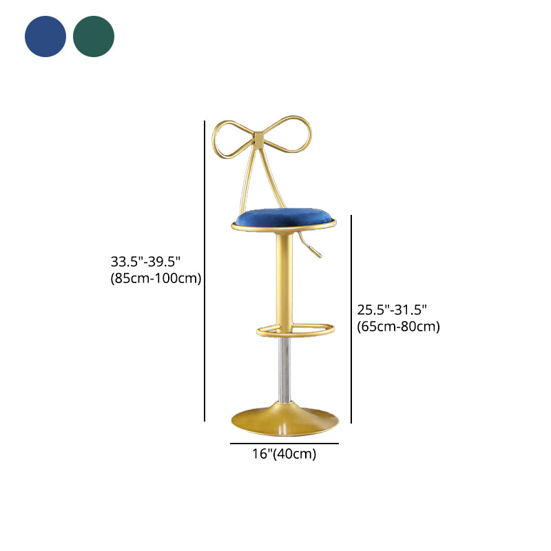 Glam Matte Finish Velvet Counter Stool Adjustable Height Footrest Barstool