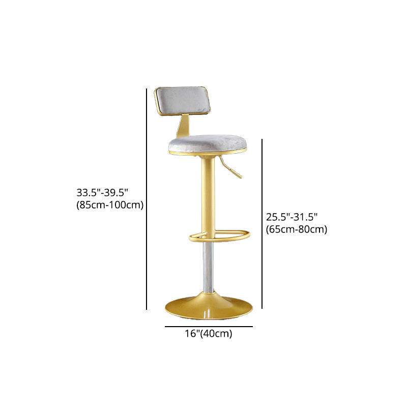 Glam Matte Finish Velvet Counter Stool Adjustable Height Footrest Barstool