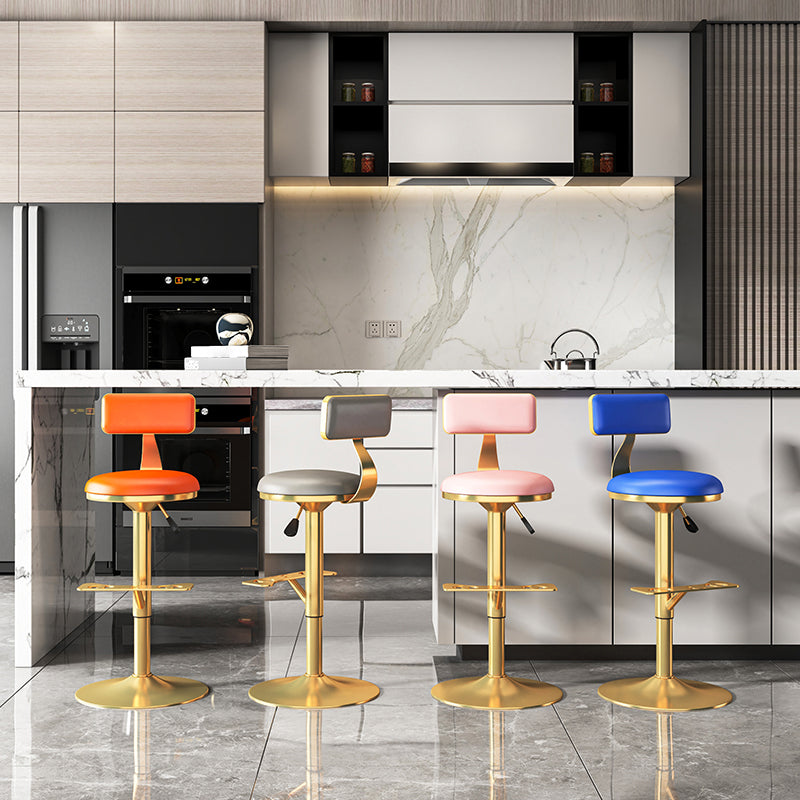 Glam Jewelry Shop Adjustable Height Stool Matte Finish Leather Barstool
