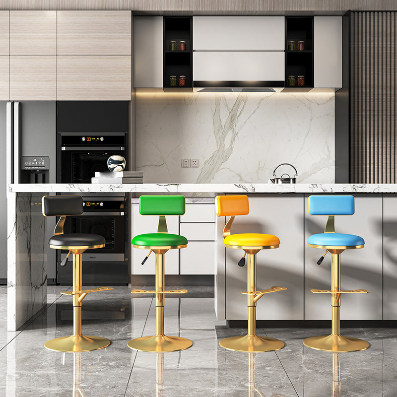 Glam Jewelry Shop Adjustable Height Stool Matte Finish Leather Barstool