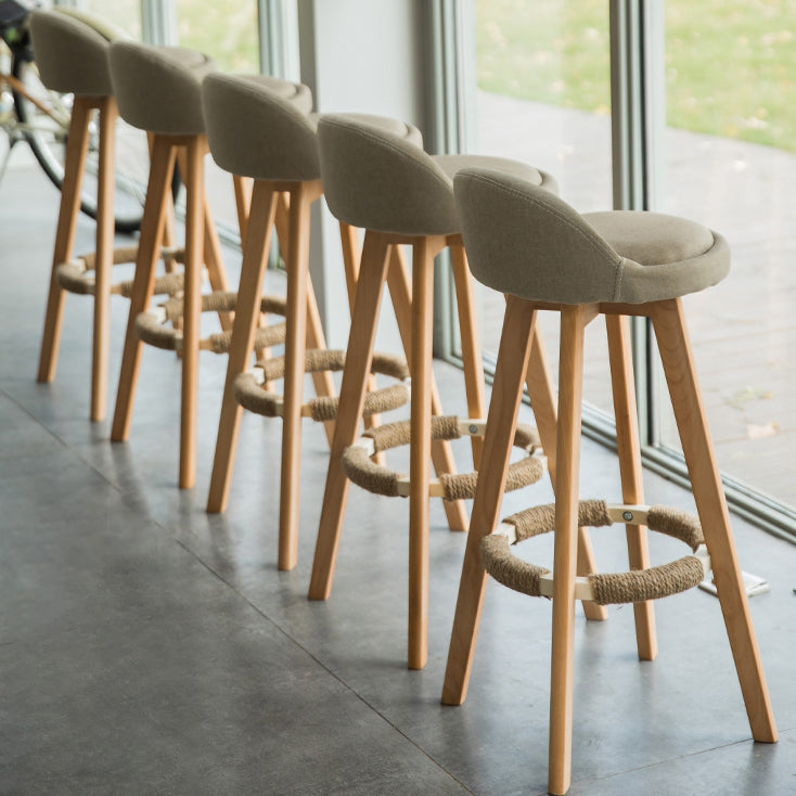 Scandinavian Matte Finish Upholstered Counter Height Stool Footrest Home Barstool