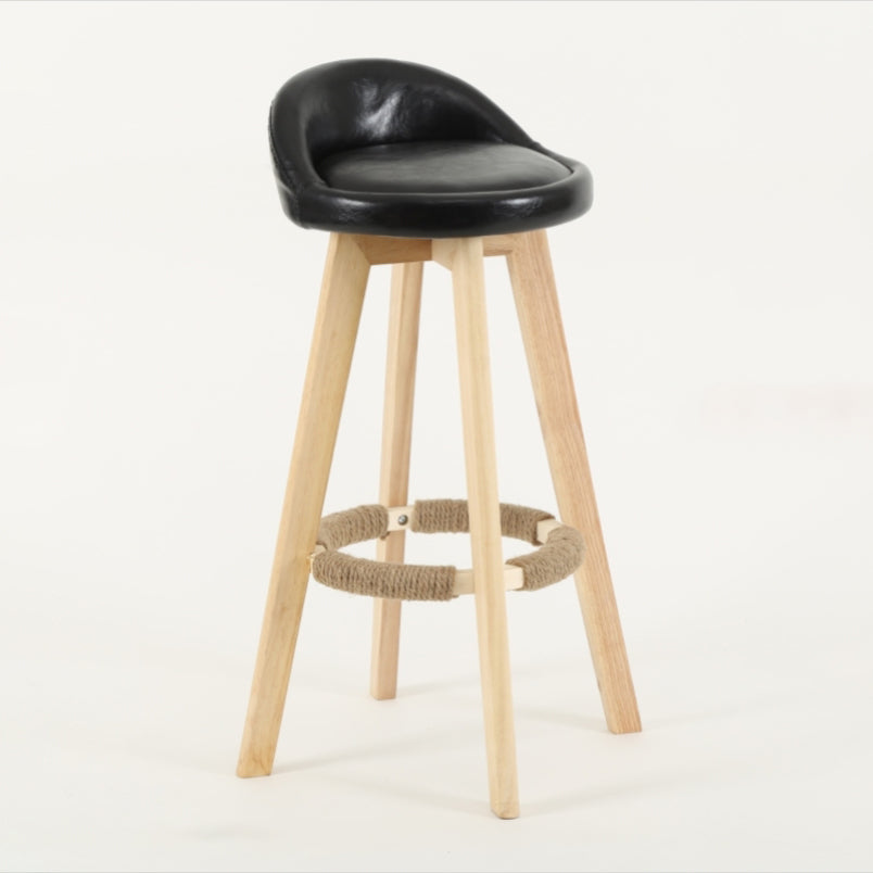 Scandinavian Matte Finish Upholstered Counter Height Stool Footrest Home Barstool