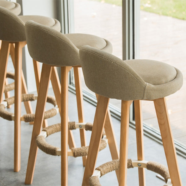 Scandinavian Matte Finish Upholstered Counter Height Stool Footrest Home Barstool