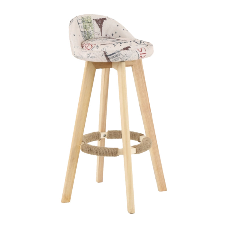 Scandinavian Matte Finish Upholstered Counter Height Stool Footrest Home Barstool