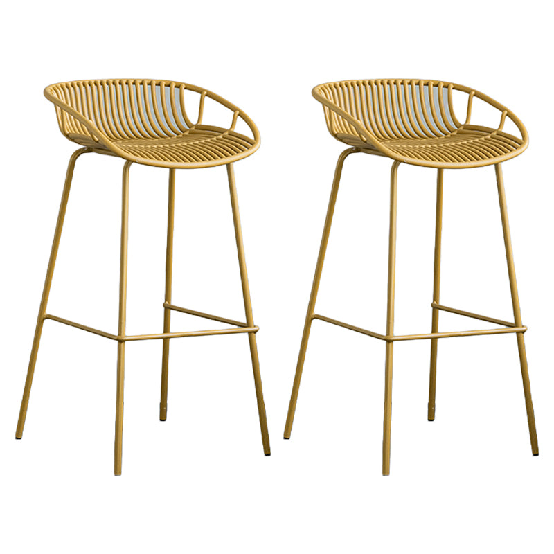 Contemporary Footrest Metal Barstool Matte Finish Restaurant Stool