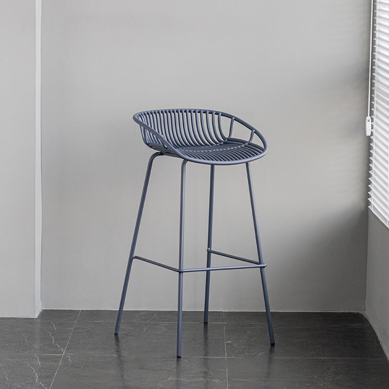Contemporary Footrest Metal Barstool Matte Finish Restaurant Stool