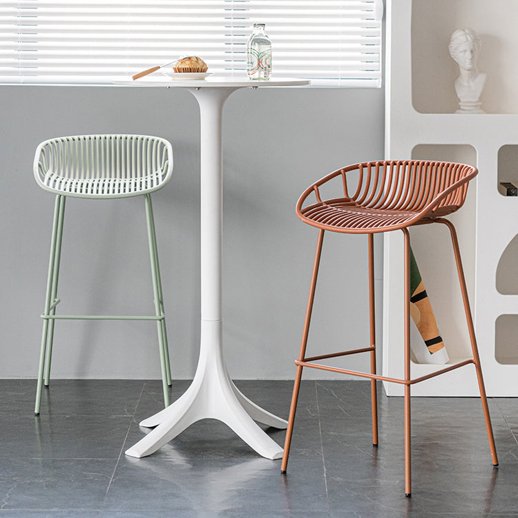 Contemporary Footrest Metal Barstool Matte Finish Restaurant Stool