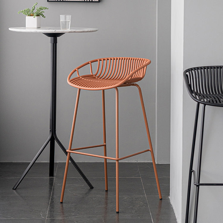 Contemporary Footrest Metal Barstool Matte Finish Restaurant Stool