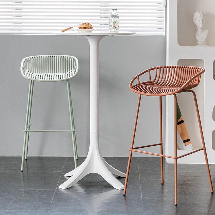 Contemporary Footrest Metal Barstool Matte Finish Restaurant Stool