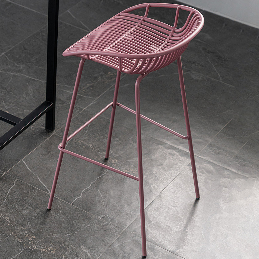 Contemporary Footrest Metal Barstool Matte Finish Restaurant Stool