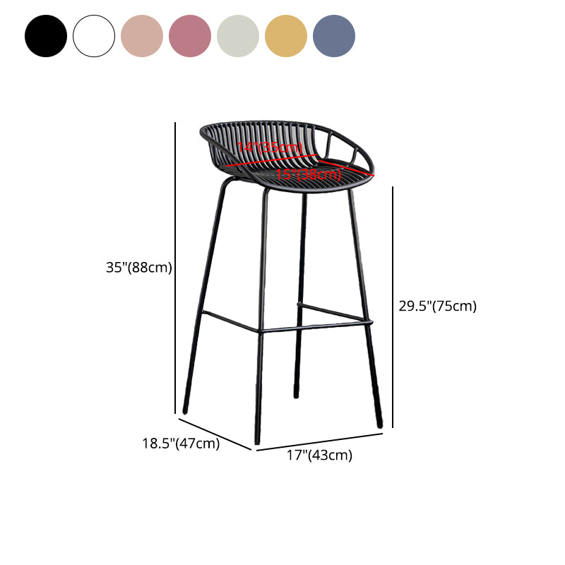 Contemporary Footrest Metal Barstool Matte Finish Restaurant Stool
