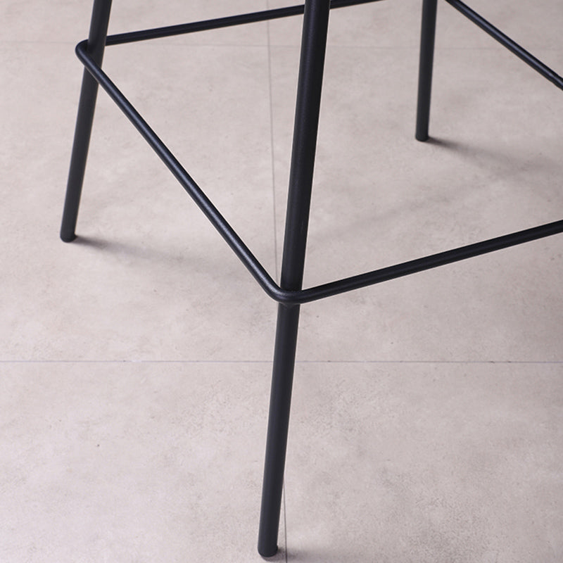 Scandinavian Coffee Shop Low Back Stool Matte Finish Leather Barstool