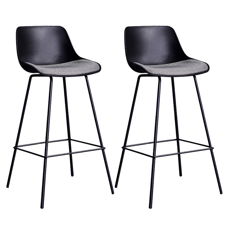 Scandinavian Coffee Shop Low Back Stool Matte Finish Leather Barstool