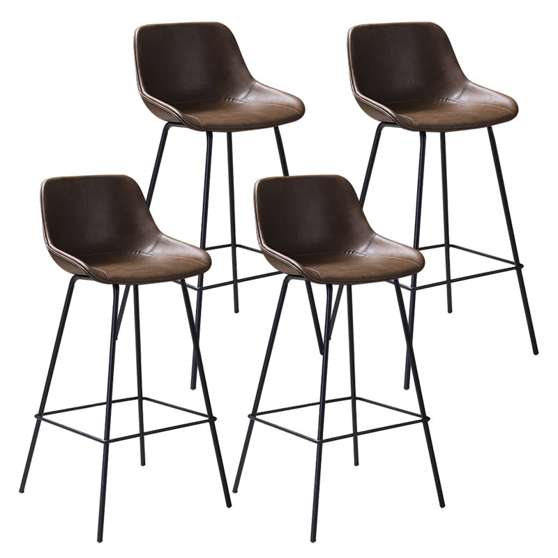 Scandinavian Coffee Shop Low Back Stool Matte Finish Leather Barstool