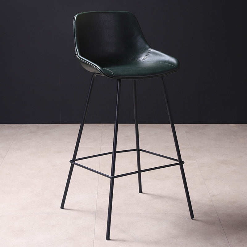 Scandinavian Coffee Shop Low Back Stool Matte Finish Leather Barstool