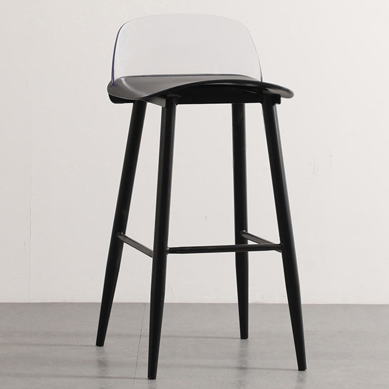 Nordic Armless Backrest Counter Stool Iron Cafe Bar Stool with Acrylic Seat