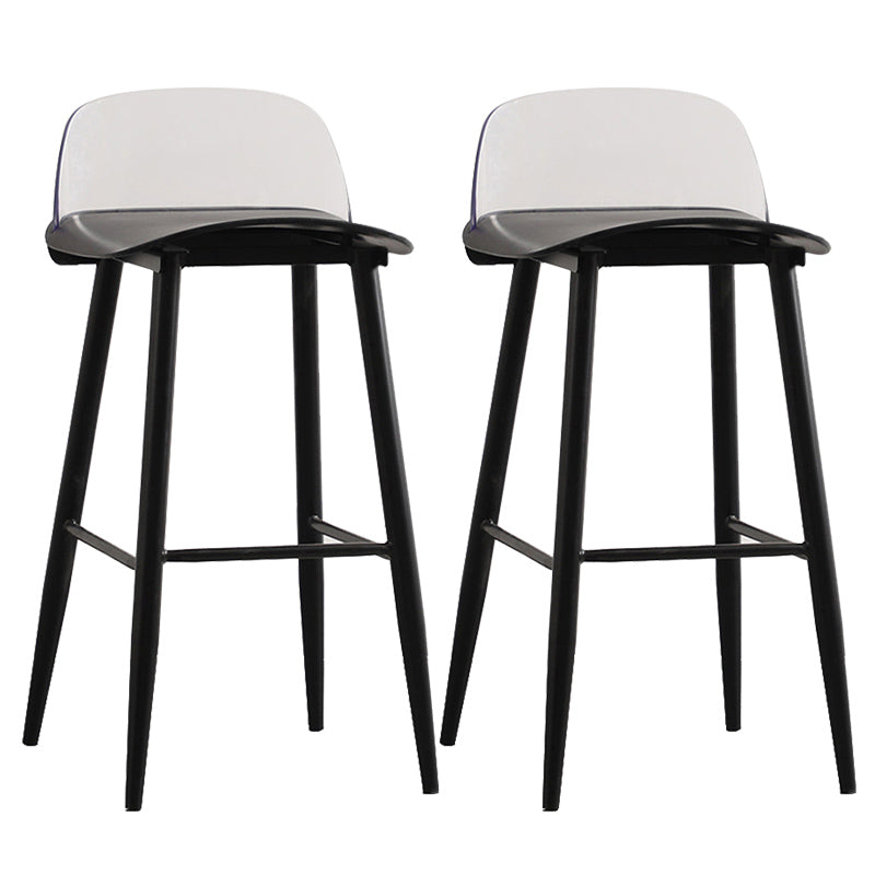 Nordic Armless Backrest Counter Stool Iron Cafe Bar Stool with Acrylic Seat