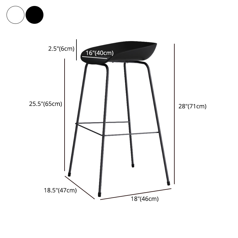 Contemporary Bar-stool Plastic Counter Bar Stool with Metal Legs for Kitchen