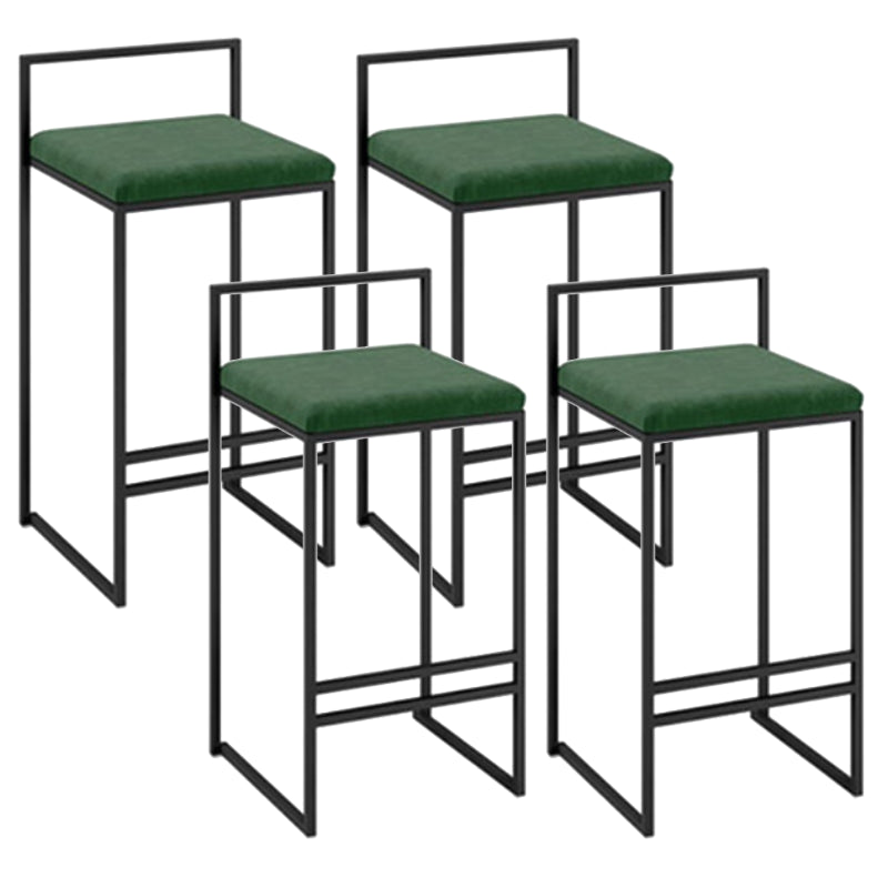 Modern Armless Backrest Counter Stool Iron Cafe Bar Stool with Cushion and Pedal