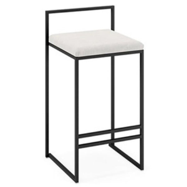 Modern Armless Backrest Counter Stool Iron Cafe Bar Stool with Cushion and Pedal