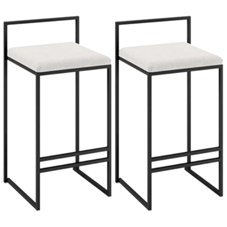 Modern Armless Backrest Counter Stool Iron Cafe Bar Stool with Cushion and Pedal