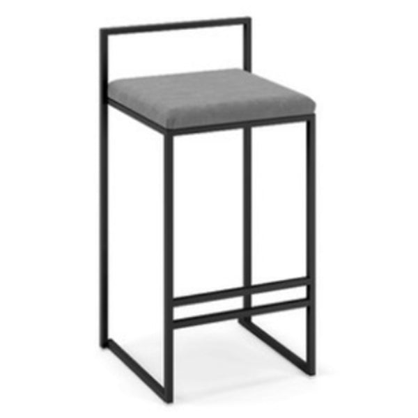 Modern Armless Backrest Counter Stool Iron Cafe Bar Stool with Cushion and Pedal