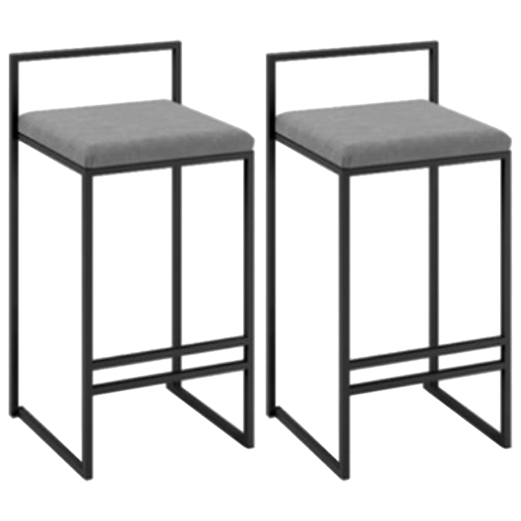Modern Armless Backrest Counter Stool Iron Cafe Bar Stool with Cushion and Pedal
