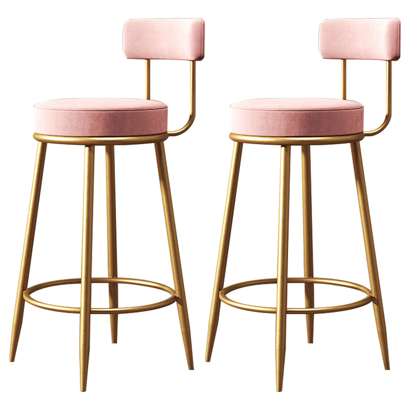 Nordic Armless Backrest Counter Stool Iron Cafe Bar Stool with Velvet Cushion