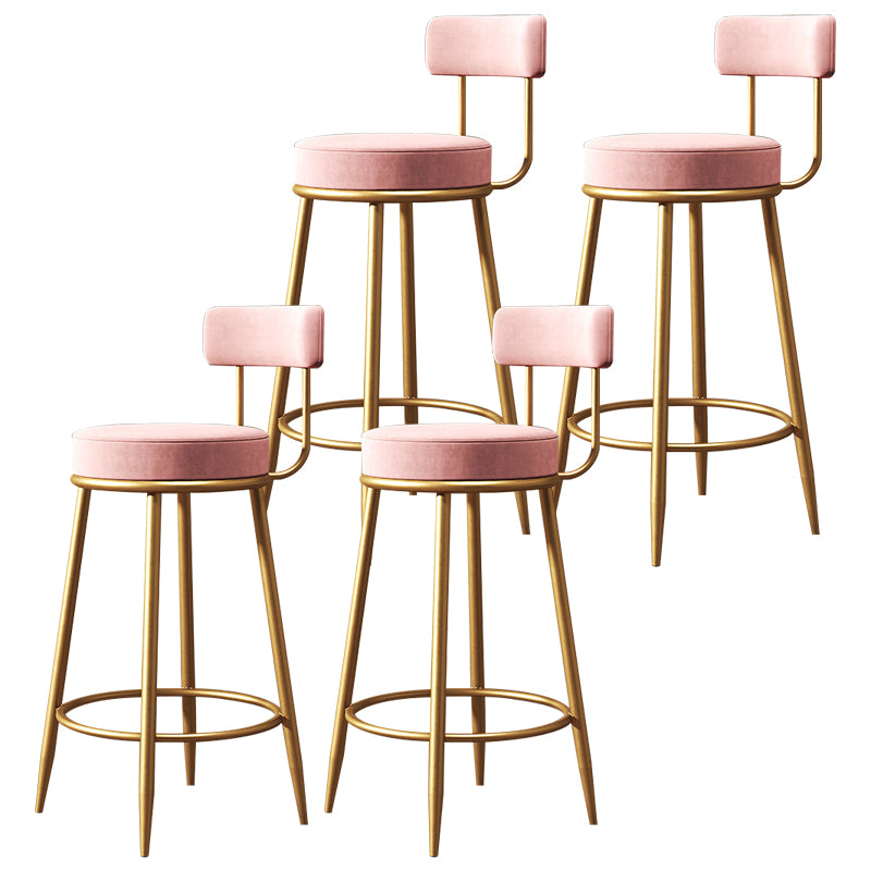 Nordic Armless Backrest Counter Stool Iron Cafe Bar Stool with Velvet Cushion