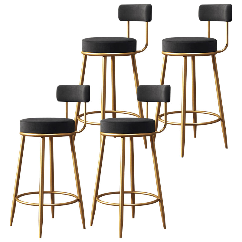 Nordic Armless Backrest Counter Stool Iron Cafe Bar Stool with Velvet Cushion