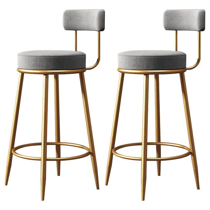 Nordic Armless Backrest Counter Stool Iron Cafe Bar Stool with Velvet Cushion