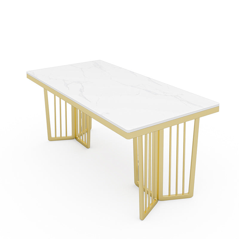 Glam 1/2/5/6/7 Pieces Gold Dinette Set with Sintered Stone Top Rectangle Dining Table Set