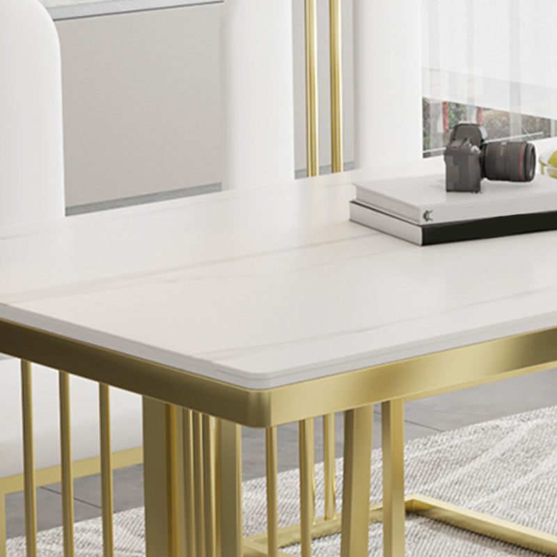 Glam 1/2/5/6/7 Pieces Gold Dinette Set with Sintered Stone Top Rectangle Dining Table Set