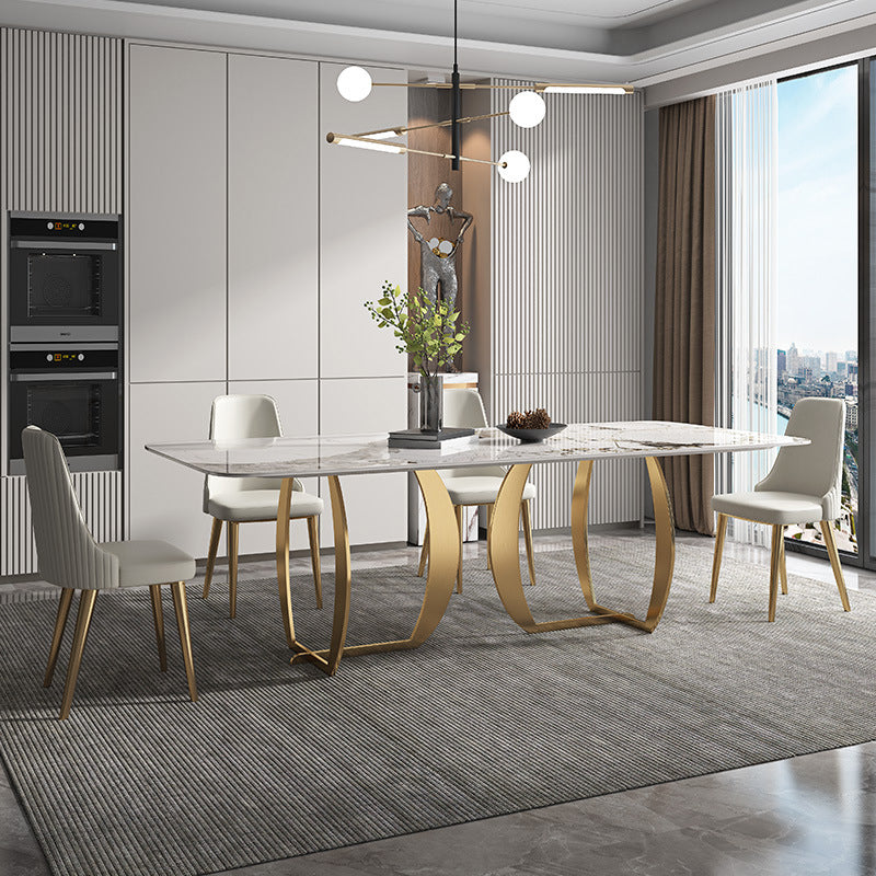 1/2/5/7 Pieces Luxury Dining Set Sintered Stone Top Dining Table with Leather Chairs