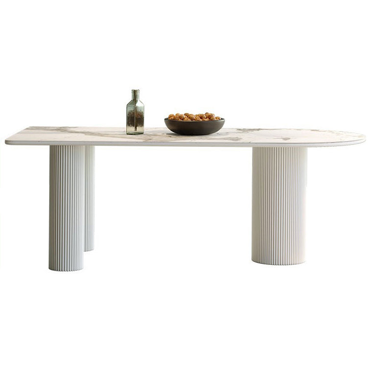 Metal Contemporary Free Form Dining Table Sintered Stone Table with 3 Legs
