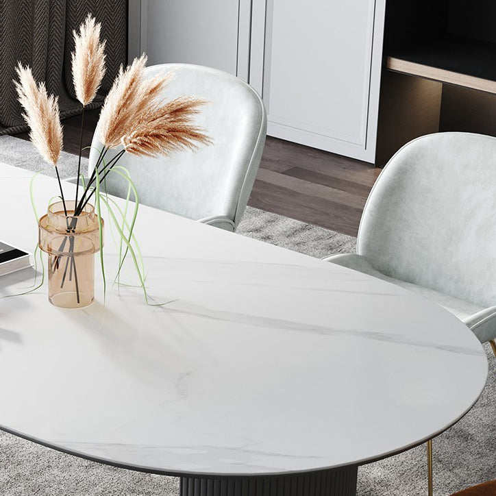 Metal Contemporary Free Form Dining Table Sintered Stone Table with 3 Legs