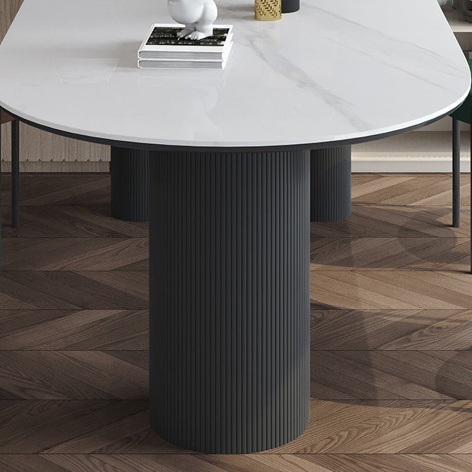 Metal Contemporary Free Form Dining Table Sintered Stone Table with 3 Legs
