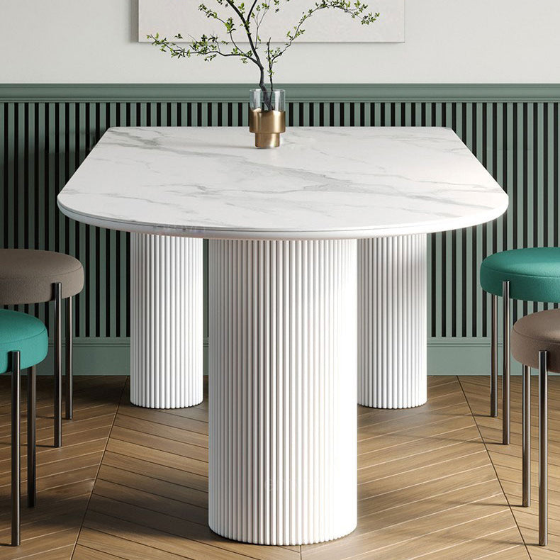 Metal Contemporary Free Form Dining Table Sintered Stone Table with 3 Legs
