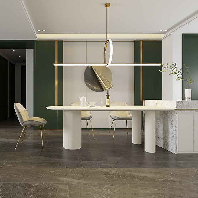 Metal Contemporary Free Form Dining Table Sintered Stone Table with 3 Legs